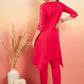 InWeave Women's Fuschia V Neck Gota Sleeve A Line Kurta Set - Swadesiicart