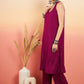 InWeave Women's Wine Lurex Neck Patti Halter Kurta Pant Set - Swadesiicart