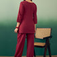 InWeave Burgundy Solid V Neck Short Kurta Pant Set - Swadesiicart
