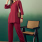 InWeave Burgundy Solid V Neck Short Kurta Pant Set - Swadesiicart