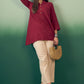 InWeave Burgundy Mandarin V Neck Button Kurta Cream Pant Set - Swadesiicart