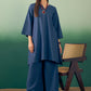 InWeave Midnight Blue Kurta Palazzo Set - Swadesiicart