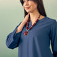 InWeave Midnight Blue Kurta Palazzo Set - Swadesiicart