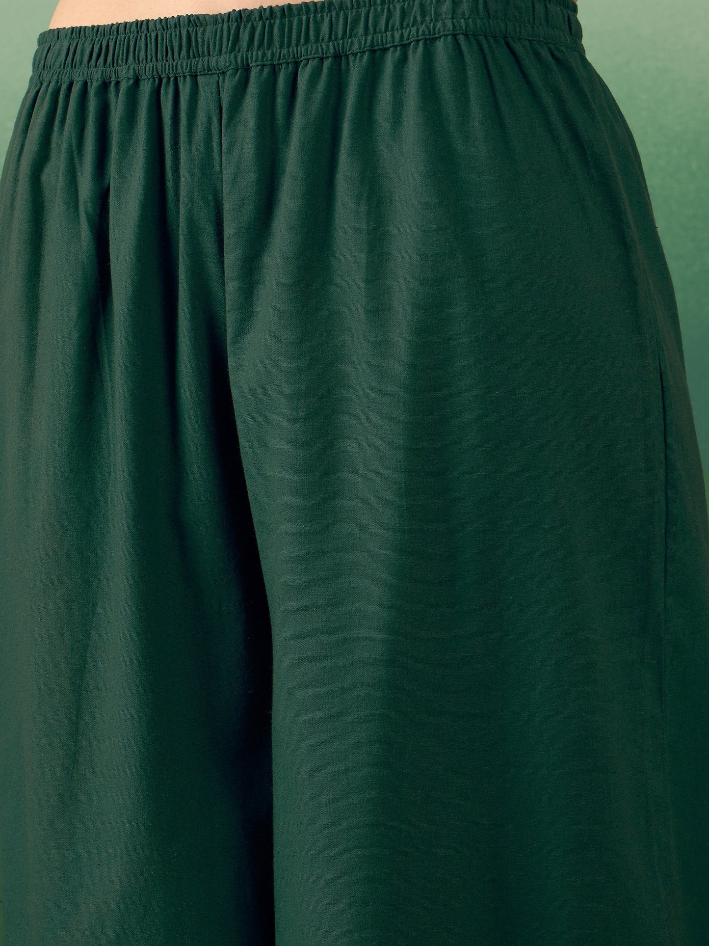 InWeave Dark Green Kurta Palazzo Set - Swadesiicart