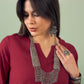 InWeave Burgundy Kurta Palazzo Set - Swadesiicart