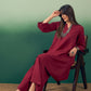 InWeave Burgundy Kurta Palazzo Set - Swadesiicart
