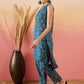 InWeave Teal Kantha Mandarin Kurta Set - Swadesiicart