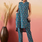 InWeave Teal Kantha Mandarin Kurta Set - Swadesiicart