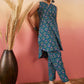 InWeave Teal Kantha Mandarin Kurta Set - Swadesiicart