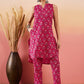 InWeave Red Kantha Print Mandarin V Neck Button Kurta Pant Set - Swadesiicart