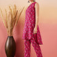 InWeave Red Kantha Print Mandarin V Neck Button Kurta Pant Set - Swadesiicart
