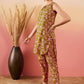 InWeave Lime Green Lurex Print Mandarin V Neck Button Kurta Pant Set - Swadesiicart
