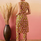 InWeave Lime Green Lurex Print Mandarin V Neck Button Kurta Pant Set - Swadesiicart