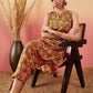 InWeave Lime Green Lurex Print Mandarin V Neck Button Kurta Pant Set - Swadesiicart