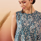 InWeave Slate Grey Paisley Round Neck Kurta Short Palazzo Set - Swadesiicart