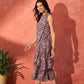 InWeave Dusty Mauve Paisley Round Neck Kurta Short Palazzo Set - Swadesiicart