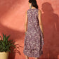 InWeave Dusty Mauve Paisley Round Neck Kurta Short Palazzo Set - Swadesiicart