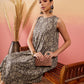 InWeave Dull Brown Paisley Round Neck Kurta Short Palazzo Set - Swadesiicart