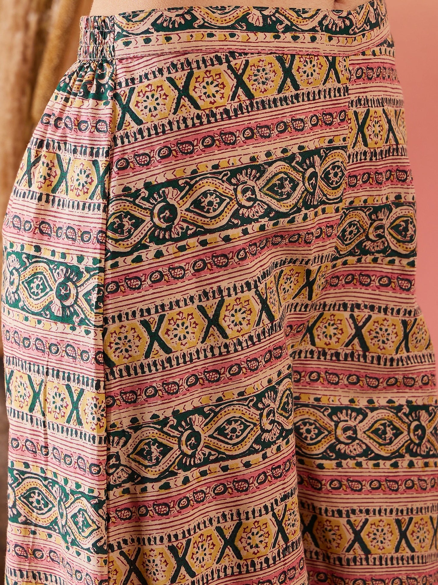 InWeave Dark Green Paisley Print Strappy Printed Palazzo Set - Swadesiicart