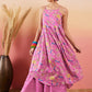 InWeave Dull Pink Floral Print Strappy Printed Palazzo Set - Swadesiicart
