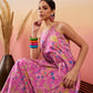 InWeave Dull Pink Floral Print Strappy Printed Palazzo Set - Swadesiicart