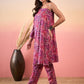 InWeave Pink Violet Printed One Shoulder Strapp Kurta Set - Swadesiicart