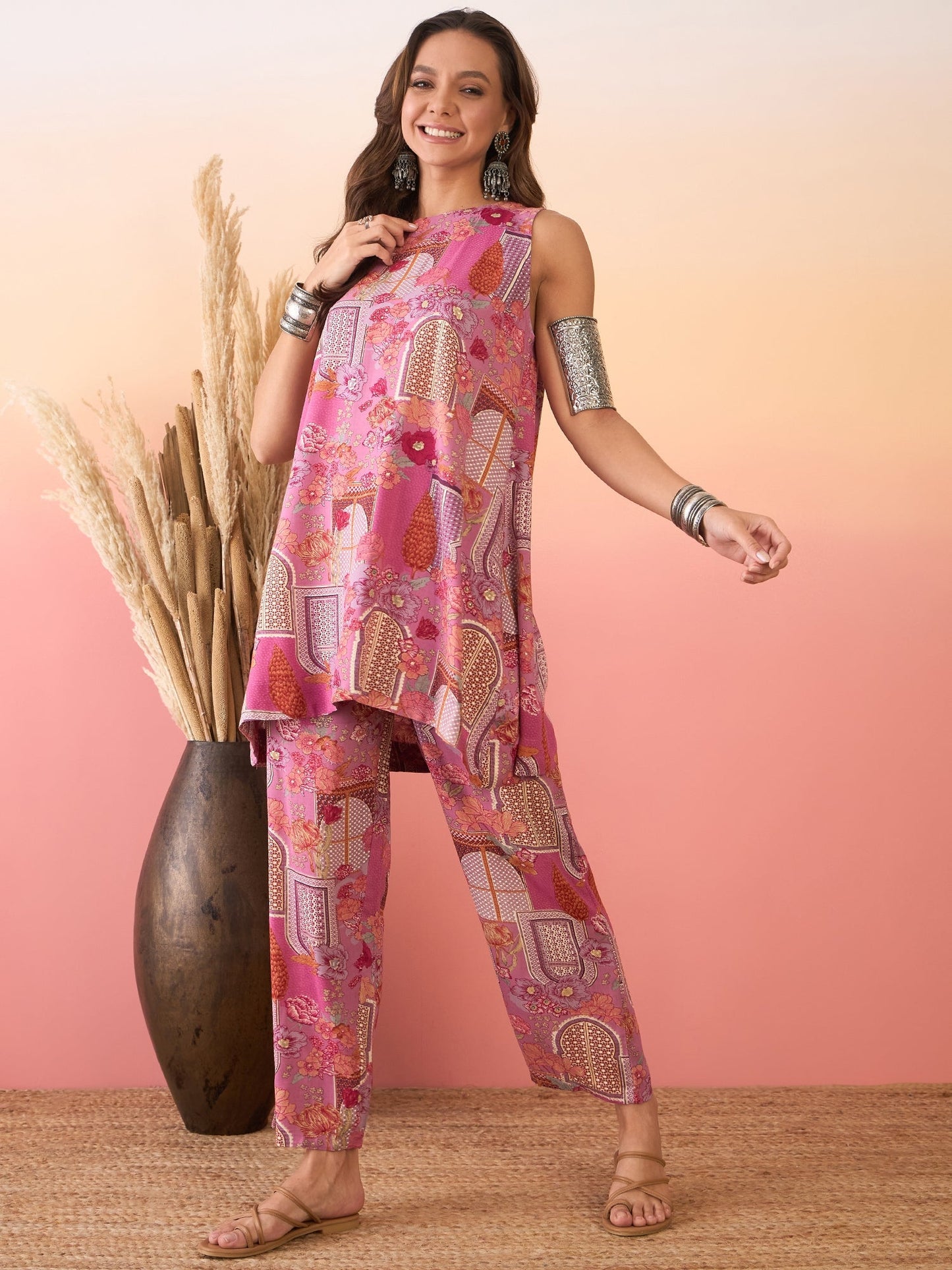 InWeave Dusty Pink Co-Ord Set - Swadesiicart