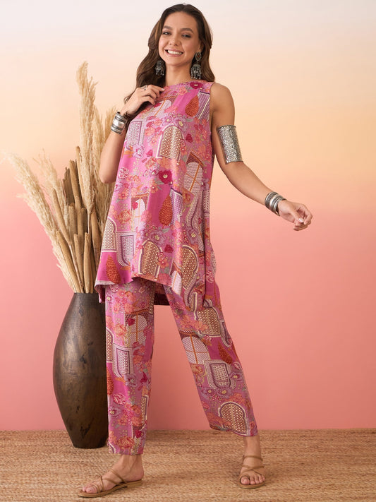 InWeave Dusty Pink Co-Ord Set - Swadesiicart