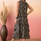 InWeave Black Ikkat Print Foil Round Neck Palazzo Set - Swadesiicart