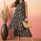 InWeave Black Ikkat Print Foil Round Neck Palazzo Set - Swadesiicart