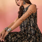 InWeave Black Ikkat Print Foil Round Neck Palazzo Set - Swadesiicart