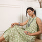 InWeave Apple Green Ikkat Print Foil Round Neck Kurta Pant Set - Swadesiicart