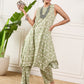 InWeave Apple Green Ikkat Print Foil Round Neck Kurta Pant Set - Swadesiicart