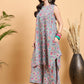 InWeave Grey Kantha Floral Jaal Short Palazzo Set - Swadesiicart