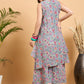InWeave Grey Kantha Floral Jaal Short Palazzo Set - Swadesiicart