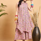 InWeave Pastel Pink Kantha Floral Jaal Short Palazzo Set - Swadesiicart
