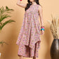 InWeave Pastel Pink Kantha Floral Jaal Short Palazzo Set - Swadesiicart