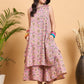 InWeave Pastel Pink Kantha Floral Jaal Short Palazzo Set - Swadesiicart