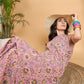 InWeave Pastel Pink Kantha Floral Jaal Short Palazzo Set - Swadesiicart