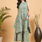 InWeave Mint Green Kantha Floral Jaal Short Palazzo Set - Swadesiicart