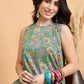 InWeave Mint Green Kantha Floral Jaal Short Palazzo Set - Swadesiicart