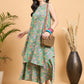 InWeave Mint Green Kantha Floral Jaal Short Palazzo Set - Swadesiicart