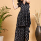 InWeave Black Booti Rapid Print Backless Kurta Sharara Set - Swadesiicart