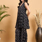 InWeave Black Booti Rapid Print Backless Kurta Sharara Set - Swadesiicart