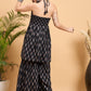 InWeave Black Booti Rapid Print Backless Kurta Sharara Set - Swadesiicart