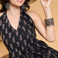 InWeave Black Booti Rapid Print Backless Kurta Sharara Set - Swadesiicart