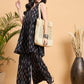InWeave Black Booti Rapid Print Backless Kurta Sharara Set - Swadesiicart
