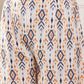 InWeave Off White Orange Black Ikkat Print Tie Neck Kaftan Boho Set - Swadesiicart