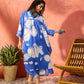 InWeave Azure Blue Hibiscus Kurta Set - Swadesiicart