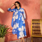 InWeave Azure Blue Hibiscus Kurta Set - Swadesiicart